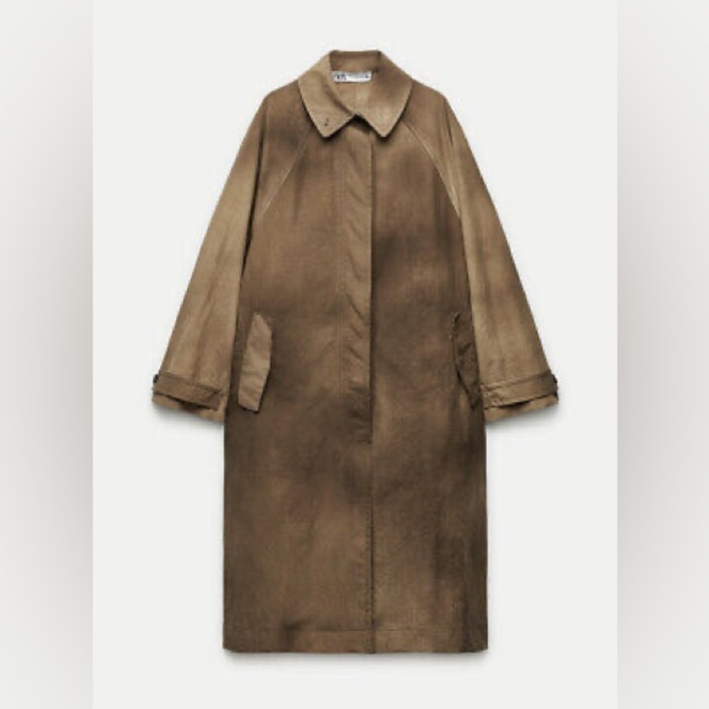ZARA | ZW COLLECTION FADED MINIMALIST TRENCH COAT | SIZE XS-S